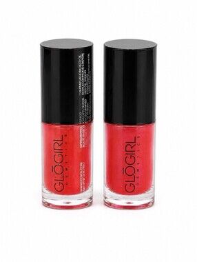 GLO GIRL Cosmetics Lip Gloss Set of 2 Red Shimmer Moisturizing Lip Gloss New